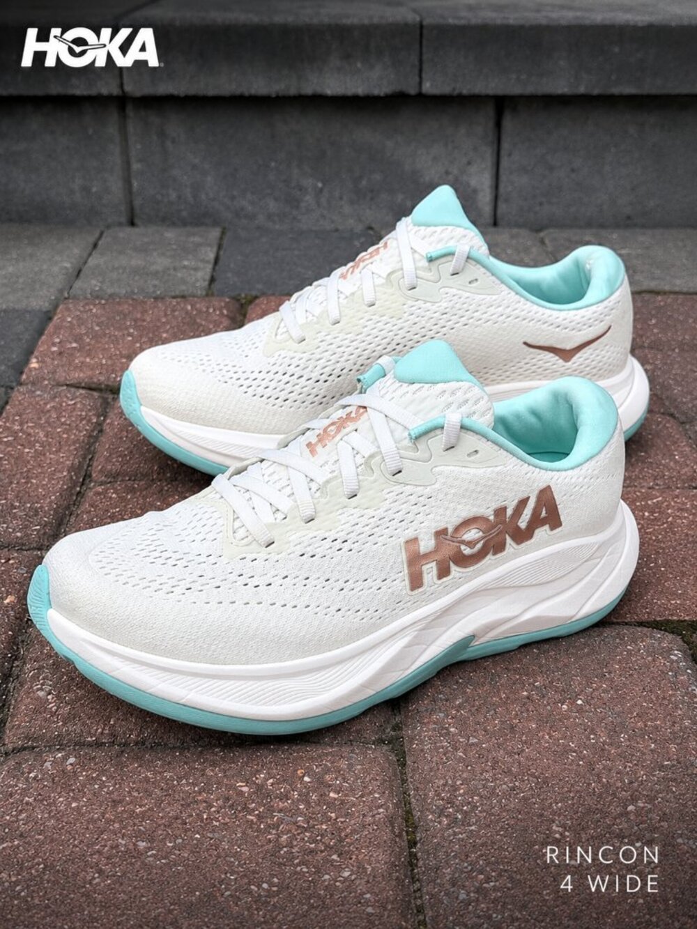 Hoka Rincon 4 Wide Running Shoes Women's 9.5 Frost Rose Gold
